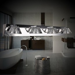 Aplique de pared moderno con pantalla de cristal, 4 luces, espejo frontal