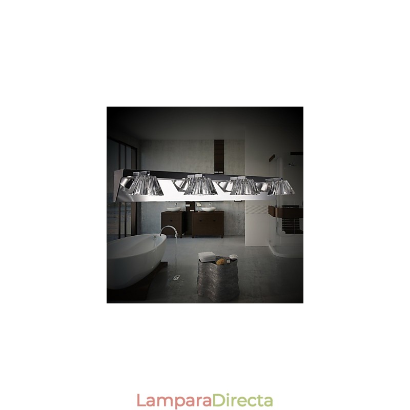 Aplique de pared moderno con pantalla de cristal, 4 luces, espejo frontal