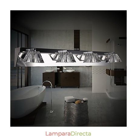 Aplique de pared moderno con pantalla de cristal, 4 luces, espejo frontal Aplique de pared moderno con pantalla de cristal, 4 luces, espejo frontal