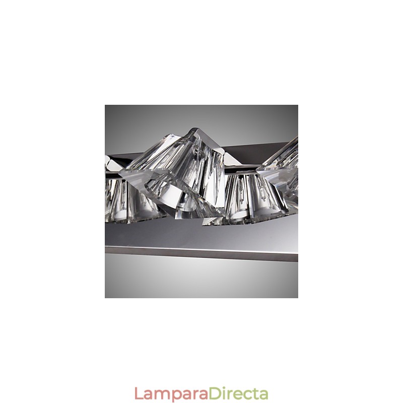 Aplique de pared moderno con pantalla de cristal, 4 luces, espejo frontal