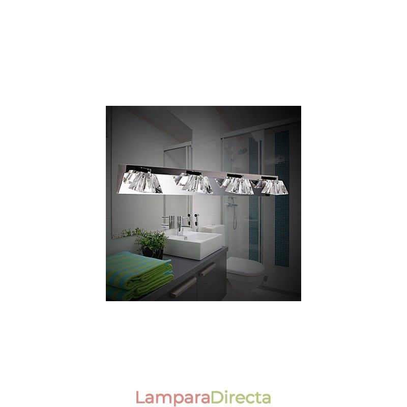 Aplique de pared moderno con pantalla de cristal, 4 luces, espejo frontal