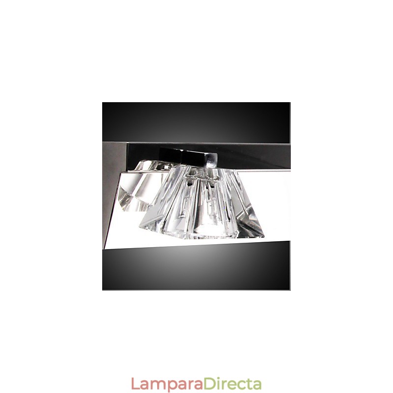 Aplique de pared moderno con pantalla de cristal, 4 luces, espejo frontal