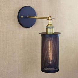 Lámpara de pared de hierro forjado con red de hierro