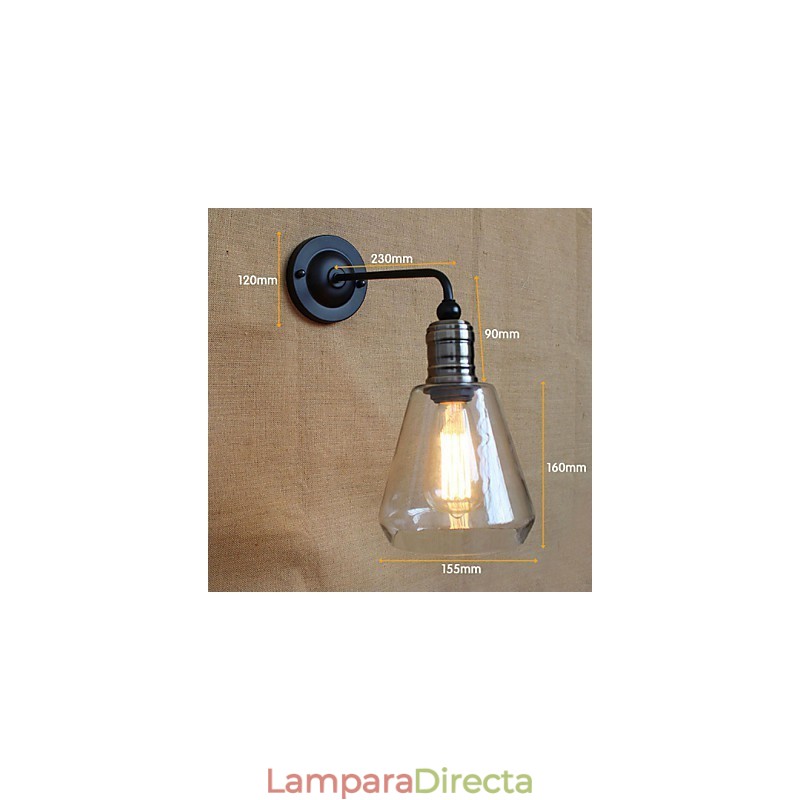 Aplique de pared de vidrio transparente estilo rústico mediterráneo americano