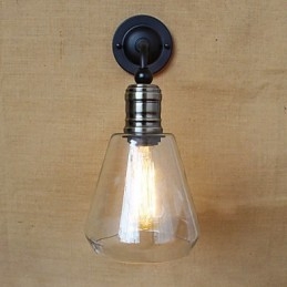 Aplique de pared de vidrio transparente estilo rústico mediterráneo americano