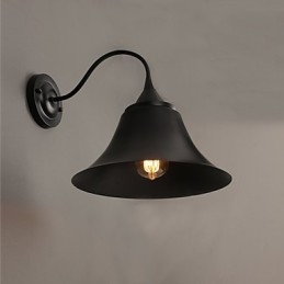 Lámpara de pared con tapa de hierro negro antiguo estilo loft de Designer Duds