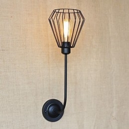 Lámpara de noche antigua de un solo cabezal con codo de hierro creativo estilo country americano