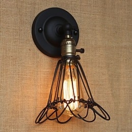 Aplique de pared decorativo de estilo industrial americano con valla de malla de hierro