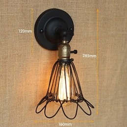 Aplique de pared decorativo de estilo industrial americano con valla de malla de hierro