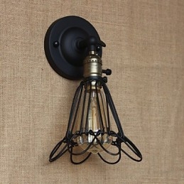 Aplique de pared decorativo de estilo industrial americano con valla de malla de hierro