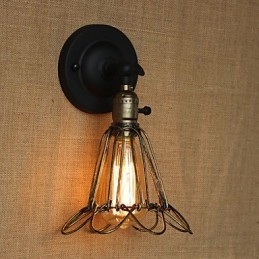 Aplique de pared decorativo de bronce con malla de hierro y valla de estilo industrial americano