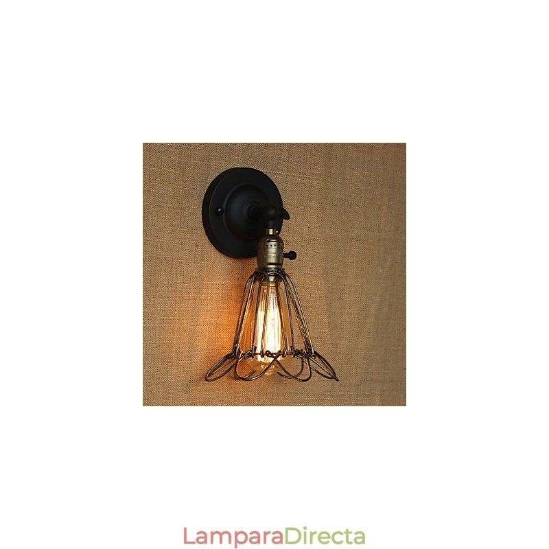 Aplique de pared decorativo de bronce con malla de hierro y valla de estilo industrial americano