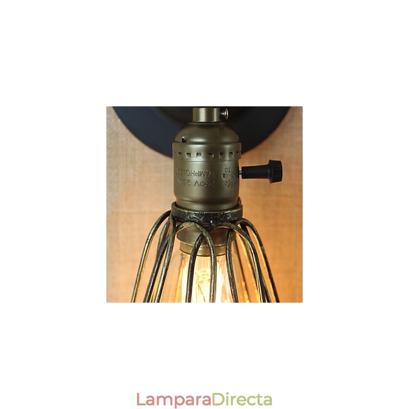 Aplique de pared decorativo de bronce con malla de hierro y valla de estilo industrial americano