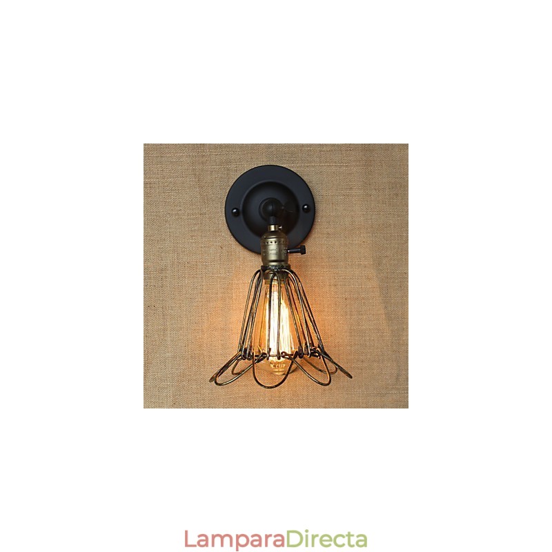 Aplique de pared decorativo de bronce con malla de hierro y valla de estilo industrial americano