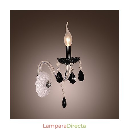 Lámpara de pared de cristal negro con bombilla de vela Lámpara de pared de cristal negro con bombilla de vela