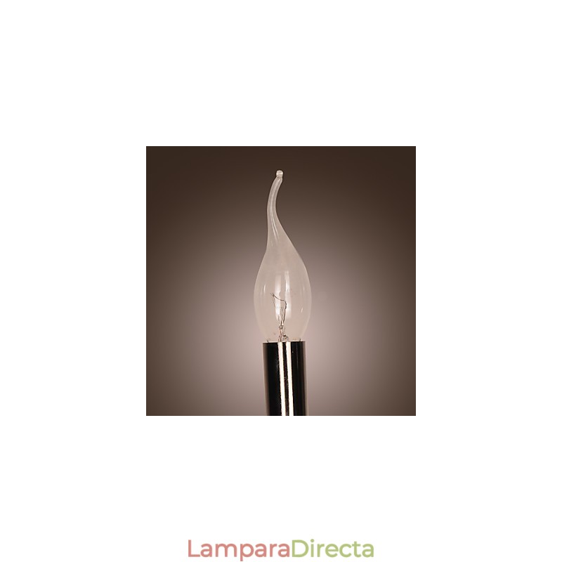 Lámpara de pared de cristal negro con bombilla de vela