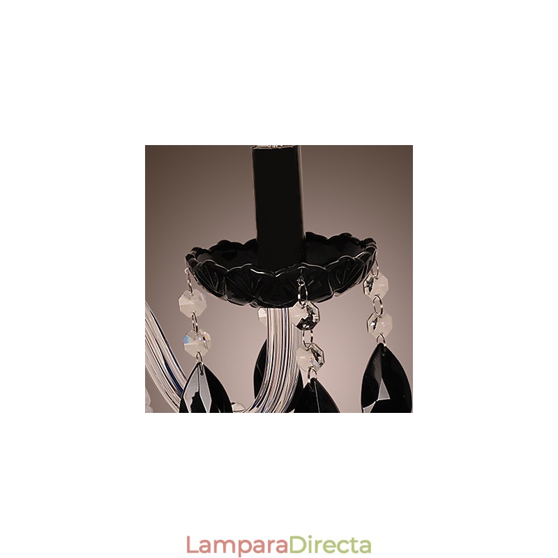 Lámpara de pared de cristal negro con bombilla de vela