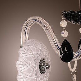 Lámpara de pared de cristal negro con bombilla de vela