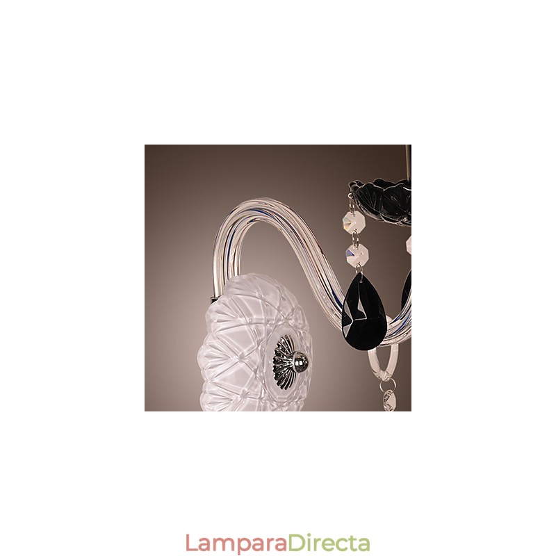 Lámpara de pared de cristal negro con bombilla de vela
