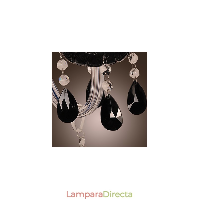 Lámpara de pared de cristal negro con bombilla de vela