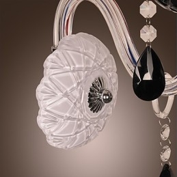 Lámpara de pared de cristal negro con bombilla de vela