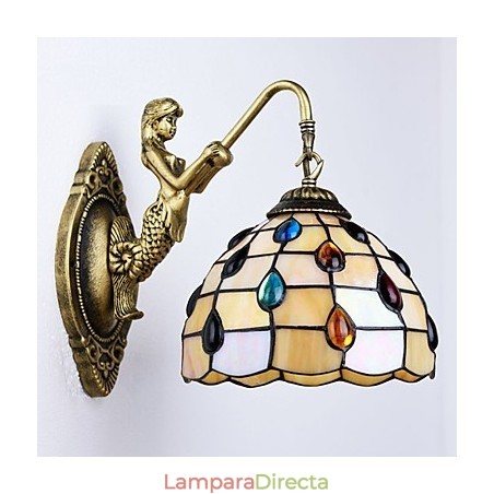 Lámpara de pared de hierro forjado creativa, estilo rural, estilo mediterráneo europeo, con luces de cristal. Lámpara de pared de hierro forjado creativa, estilo rural, estilo mediterráneo europeo, con luces de cristal.