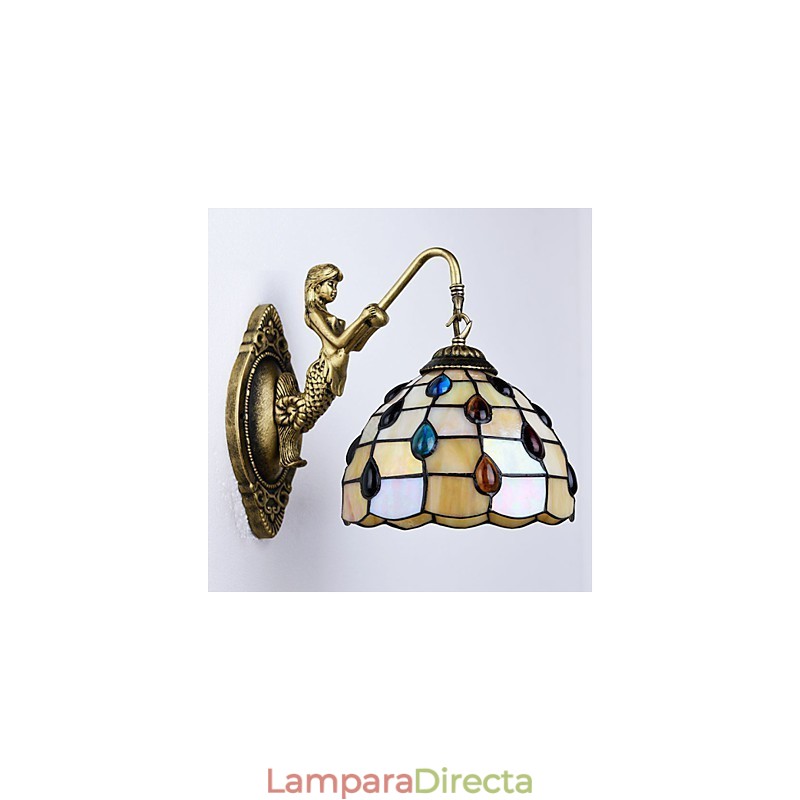 Lámpara de pared de hierro forjado creativa, estilo rural, estilo mediterráneo europeo, con luces de cristal.