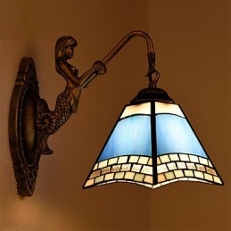 Lámpara de pared de hierro forjado creativa, estilo rural, estilo mediterráneo europeo, con luces de cristal.