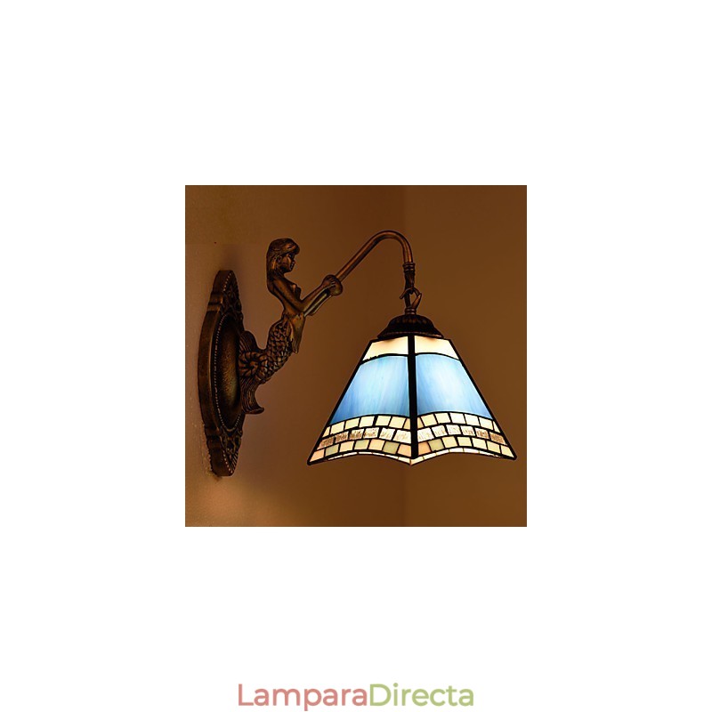 Lámpara de pared de hierro forjado creativa, estilo rural, estilo mediterráneo europeo, con luces de cristal.
