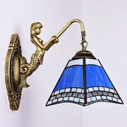 Lámpara de pared de hierro forjado creativa, estilo rural, estilo mediterráneo europeo, con luces de cristal.