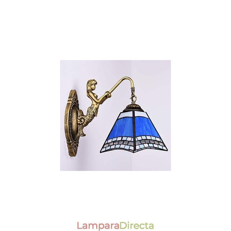 Lámpara de pared de hierro forjado creativa, estilo rural, estilo mediterráneo europeo, con luces de cristal.