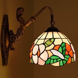 Lámpara de pared de hierro forjado creativa, estilo rural, estilo europeo, con luces de cristal