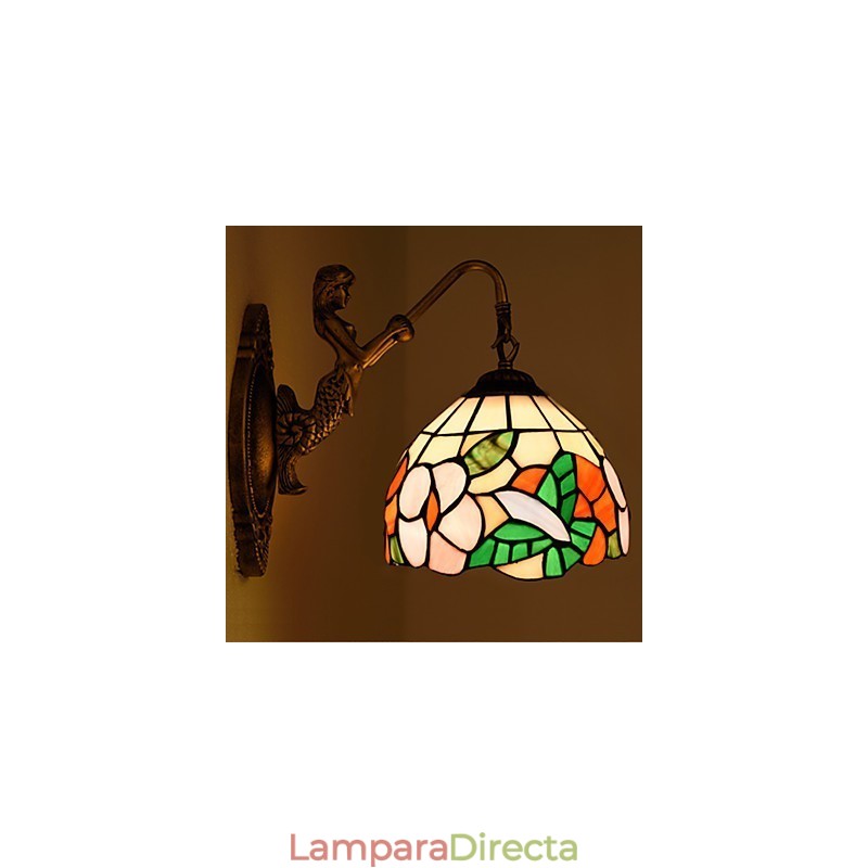 Lámpara de pared de hierro forjado creativa, estilo rural, estilo europeo, con luces de cristal