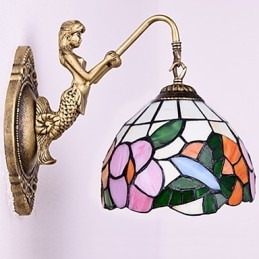 Lámpara de pared de hierro forjado creativa, estilo rural, estilo europeo, con luces de cristal
