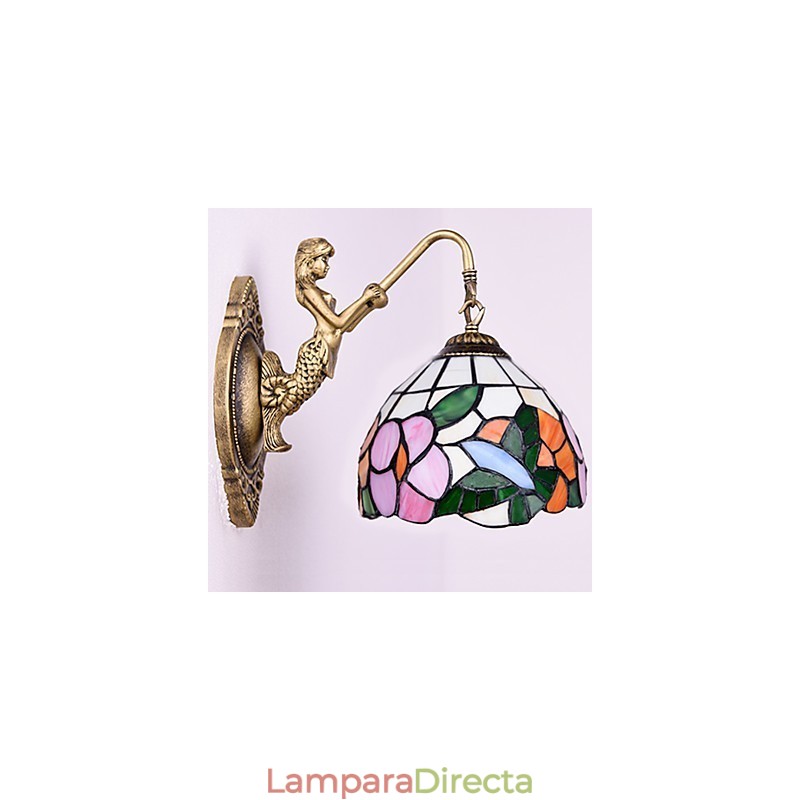 Lámpara de pared de hierro forjado creativa, estilo rural, estilo europeo, con luces de cristal