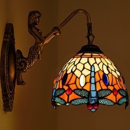 Lámpara de pared de hierro forjado creativa, estilo rural, estilo europeo, con luces de cristal