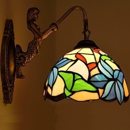 Lámpara de pared de hierro forjado creativa, estilo rural, estilo europeo, con luces de cristal