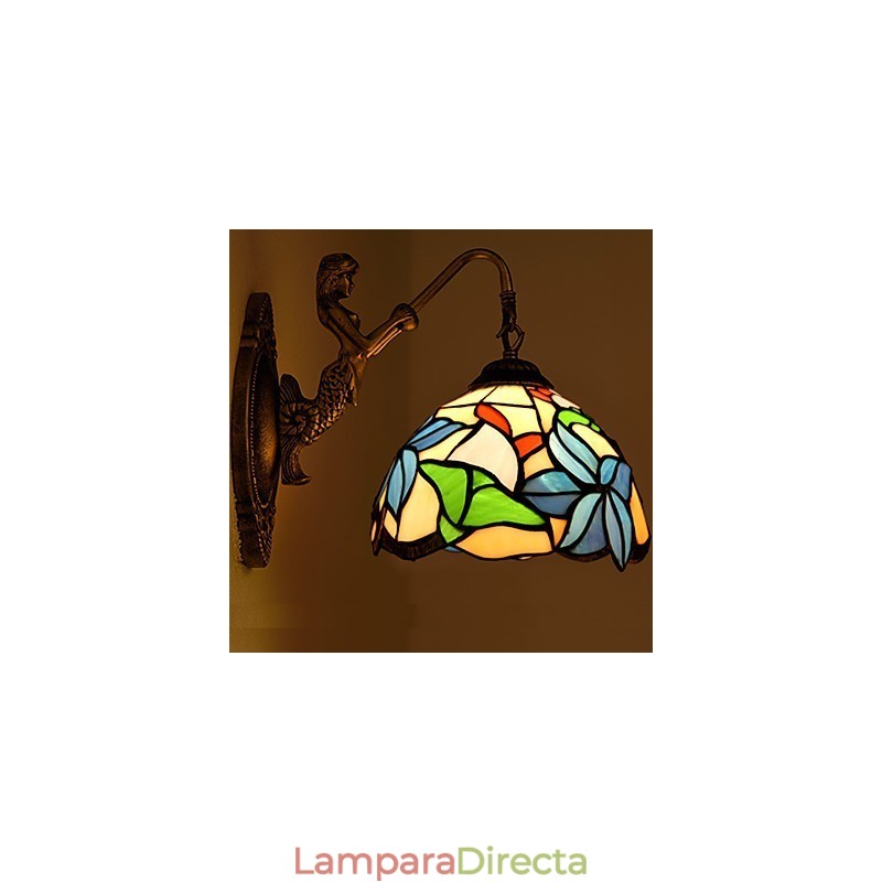 Lámpara de pared de hierro forjado creativa, estilo rural, estilo europeo, con luces de cristal
