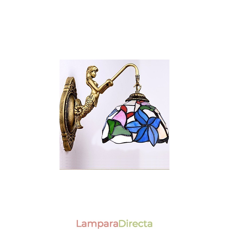Lámpara de pared de hierro forjado creativa, estilo rural, estilo europeo, con luces de cristal