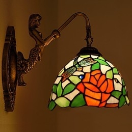 Lámpara de pared de hierro forjado creativa, estilo rural, estilo europeo, con luces de cristal