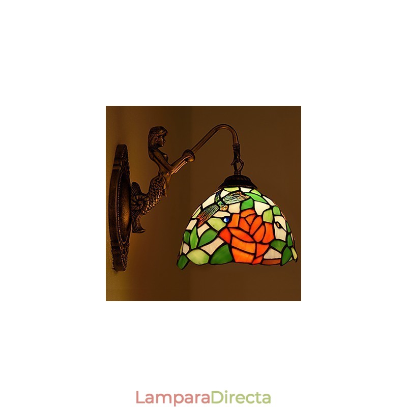 Lámpara de pared de hierro forjado creativa, estilo rural, estilo europeo, con luces de cristal