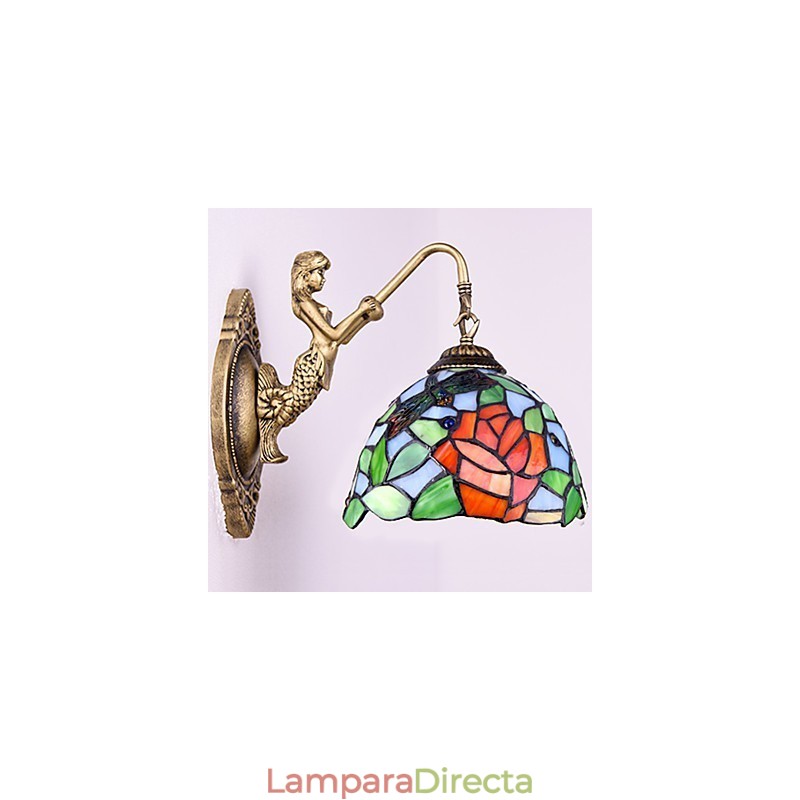Lámpara de pared de hierro forjado creativa, estilo rural, estilo europeo, con luces de cristal