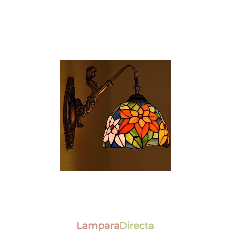 Lámpara de pared de hierro forjado creativa, estilo rural, estilo europeo, con luces de cristal