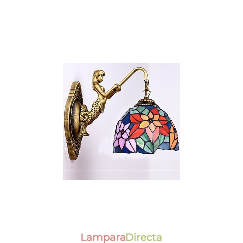 Lámpara de pared de hierro forjado creativa, estilo rural, estilo europeo, con luces de cristal