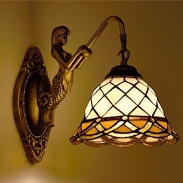 Lámpara de pared de hierro forjado creativa, estilo rural, estilo europeo, con luces de cristal