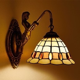 Lámpara de pared de hierro forjado creativa, estilo rural, estilo europeo, con luces de cristal