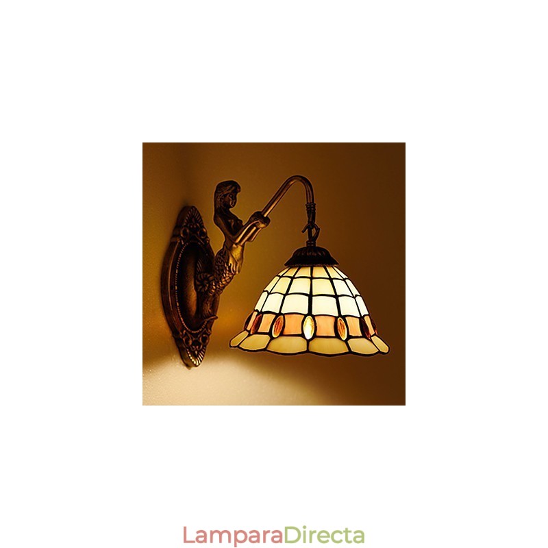 Lámpara de pared de hierro forjado creativa, estilo rural, estilo europeo, con luces de cristal