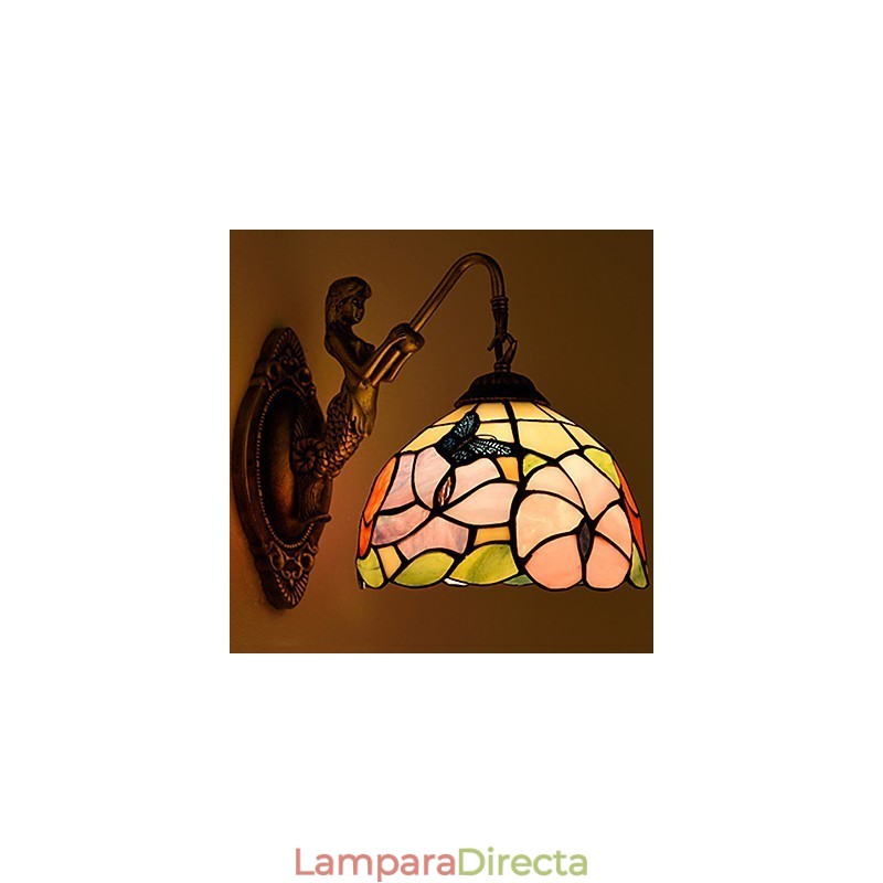 Lámpara de pared de hierro forjado creativa, estilo rural, estilo europeo, con luces de cristal