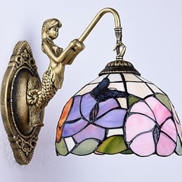 Lámpara de pared de hierro forjado creativa, estilo rural, estilo europeo, con luces de cristal