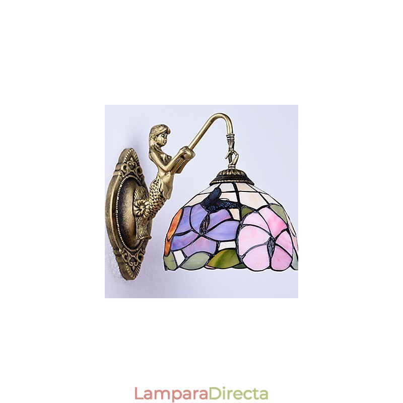Lámpara de pared de hierro forjado creativa, estilo rural, estilo europeo, con luces de cristal